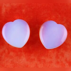 14 mm (9/16") Opalite Heart Plugs – Double Flare Gauge Jewelry – Brand New